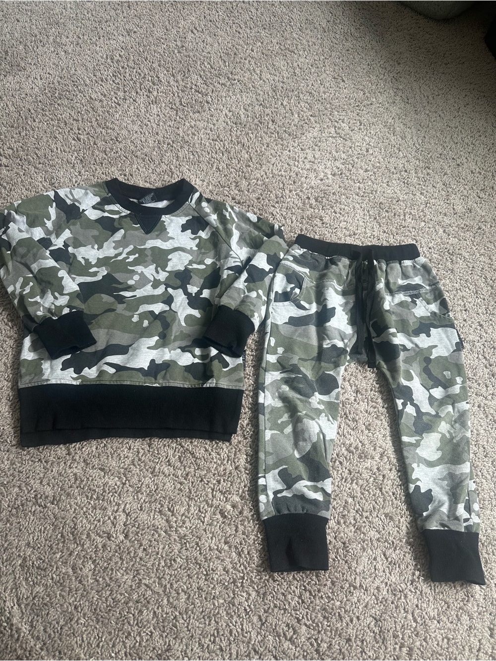 Little Bipsy Green Camo Kids Sweatshirt & Jogger Set